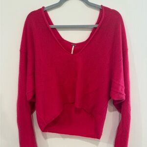 Free People 100% Cashmere Pink Slouchy Cropped Sweater